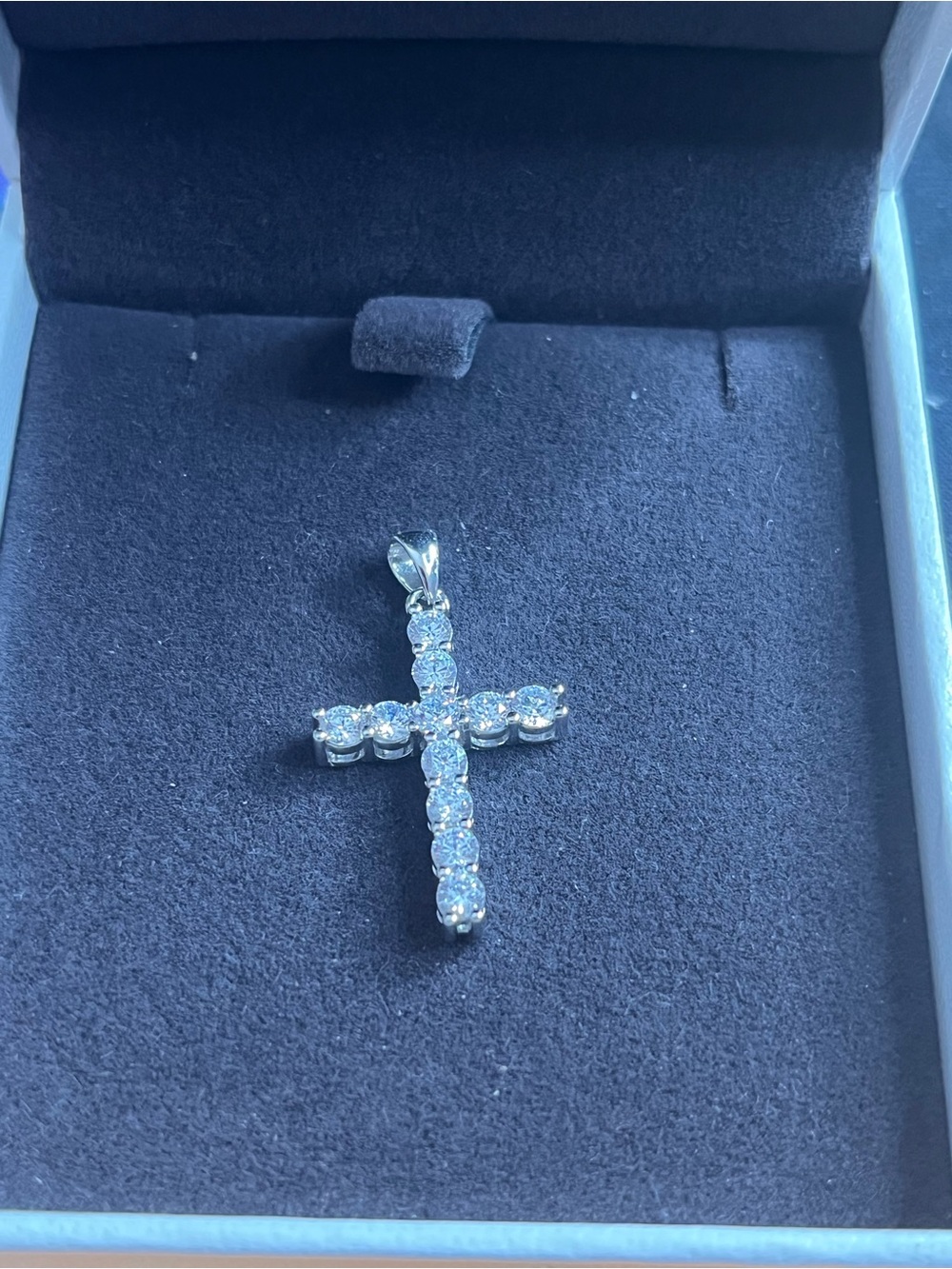 925 Sterling Silver Round Cut CZ Cross Pendant 1.25”